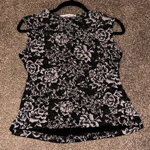 Sparkle Floral Black and White Women's Top